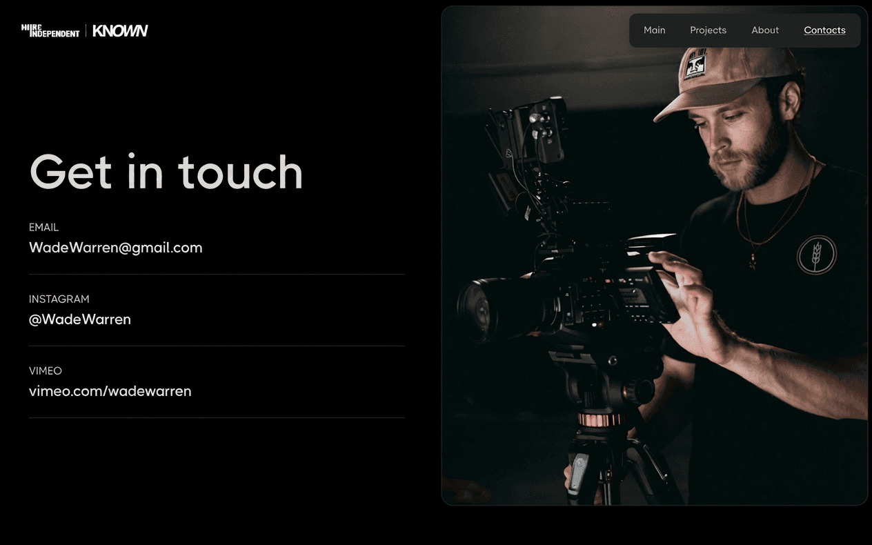 KNOWN studio website preview